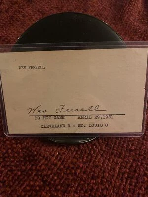 Wes Ferrell 3x5 Index Card Signed Auto Clevland Indians No Hitter 1931 Unique! - Image 1 of 2
