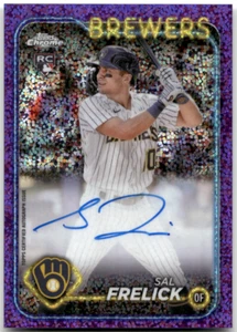 SAL FRELICK 2024 Topps Chrome AUTO PURPLE SPECKLE REFRACTOR RC 246/299 Brewers - Picture 1 of 2