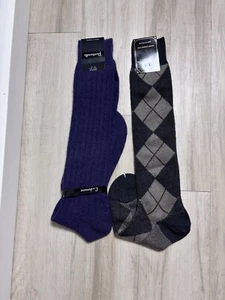 PANTHERELLA WOOL /CASHMERE OVER THE CALF SOCKS - LOT OF 2 - MADE IN ENGLAND NWT - Picture 1 of 8