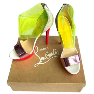CHRISTIAN LOUBOUTIN Multicolor Leather and PVC Dufoura Platform Sandals, 39.5 - Picture 1 of 16