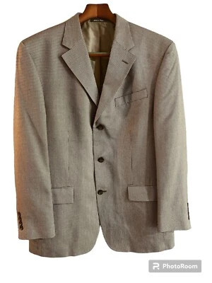 Oscar De La Renta Hombres 41 R 100% Seda Traje Chaqueta Blazer Pata de Gallo Abrigo Deportivo Foto 1 de 4