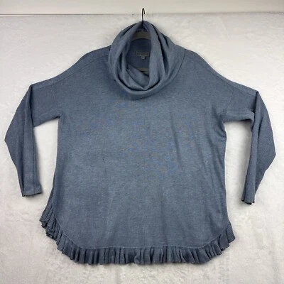 Suéter JOSEPH A. Mujer M Azul Capucha Cuello Manga Larga Seda Sensación Tejido Volantes Foto 1 de 4