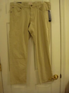 Mens IZOD Straight Fit Beige Stretch Utility Pocket Khaki Pants Size 34 x 30 NEW - Picture 1 of 12