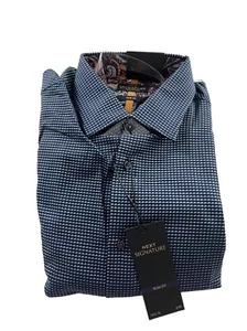 Next Signature Mens Long Sleeve Shirt Size 16.5” Regular Blue Slim Fit New - Picture 1 of 5