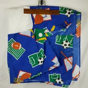 Sports Theme Bed Skirt Double size Baseball Football Soccer Basketball Blue - Picture 1 of 5