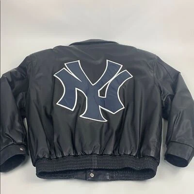 Vintage Jeff Hamilton Leather New York Yankees Jacket & Logo Snap Buttons Large - Image 1 of 4