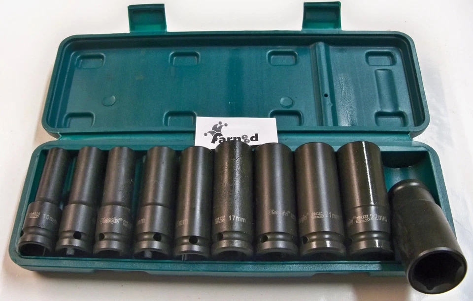 SET BUSSOLE LUNGHE RINFORZATE 1/2" IMPATTO AVVITATORE ARIA PNEUMATICO 10-24mm - Immagine 1 di 1