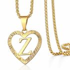 18" Initial Letter Pendant Necklace Heart Shaped Yellow Gold Plated Box Chain