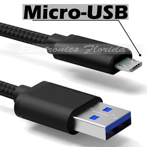15FT Micro USB Nylon Braided Rope Data Sync Charger Charging Cable Cord BLACK