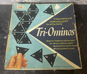 Tri-ominos Triominos gioco domino vintage di Ideal 1968 in scatola e completo - Foto 1 di 5