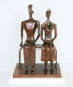 HENRY MOORE "King and Queen" Authentic Bronze Sculpture Signed With Marble Base. - Picture 1 of 14
