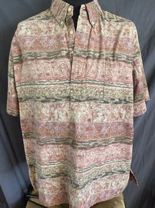 Vintage Reyn Spooner Half Button Pullover Hawaiian Shirt Made in USA Floral Wave - Picture 1 of 14