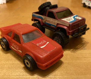 Lot 2 Remco Coca Cola Vintage Car 1987 Plastic & 1997 STP Pick Up Truck Free Shp - Picture 1 of 7