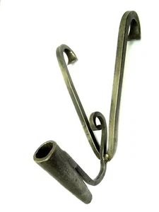Vintage Old Metal Wrought Iron Unusual Hanging Flag Holder Wall Sconce - Picture 1 of 12
