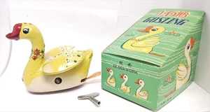 Gosling Wind Up Clockwork Toy w/ Box Key Mechanical Goose Vtg MS098 Tin Litho - Picture 1 of 24