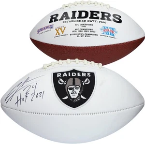 Charles Woodson Oakland Raiders Signed White Panel Football with "HOF 21" Insc - Picture 1 of 1