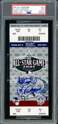 Ichiro Suzuki Signed 2001 All Star Game Ticket PSA 7 Sig 10 1st AS Game PSA/DNA - Image 1 of 2