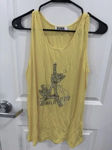Yuna Happy Tanktop Eiffelturm-Design Gelb L/XL Neu mit Etikett - Bild 1 von 4