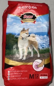Dono disposable pet diapers medium dog 11lb-18lb 12count pink square design - Picture 1 of 1