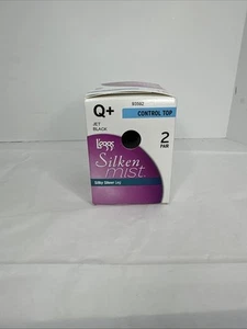 L'eggs Silken Mist Ladies Womens Control Top Panty Hose 2 Pair Jet Black Size Q+ - Picture 1 of 6