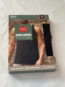 NWT Hanes Premium Explorer 2 Pack Tanks Men's Size Small 34-36", 1 Green 1 Black - Picture 1 of 3
