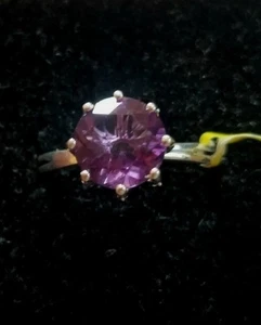 Purple Fluorite Sterling Silver Ring Size 9 - Picture 1 of 9