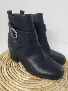 Bottines femme Nine West simili cuir noir fermeture éclair latérale taille 9 M - talon bloc - Photo 1/8