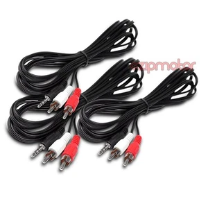 3X 5FT 3.5MM AUX RCA PHONO MALE AUDIO STEREO JACK BLACK SPLITTER CABLE ADAPTER - Picture 1 of 1
