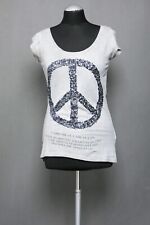 Key Largo Damen T-Shirt S grau Peace Pailetten Kurzarm Rundhals Jersey Baumwolle