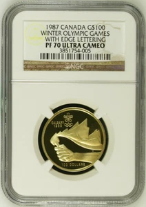 CANADA, NGC PF 70 UC, Top Pop, Gold, 1987 $100 1988 winter Olympic games - Picture 1 of 4