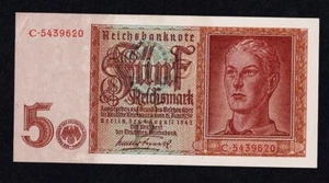 GERMANY 5 REICHSMARK 1942 P#186a NICE PRESERVATION CONDITION - Picture 1 of 4