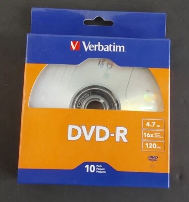 DVD-R Discs Verbatim 4.7GB 16X 120 min 10 Pack. New. - Image 1 of 4