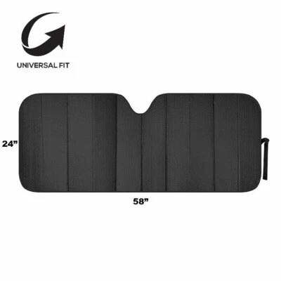 Motor Trend Matte Auto Sun Shades Front Windshield Protection - Black 58" x  24" Foto 1 de 4