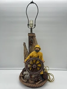 Apsit Bros of California Gloucester Fisherman Captain Sailor 25” Table Lamp 1987 - Picture 1 of 16