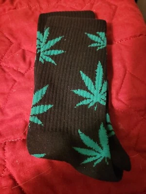 杂草罐叶袜一对绿色和黑色男女通用 — 第 1/3 张图片