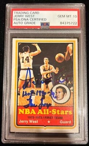Jerry West Signed 1973 Topps #100 Card Lakers HOF 1980 Insc PSA/DNA Auto Gem 10 - Picture 1 of 5