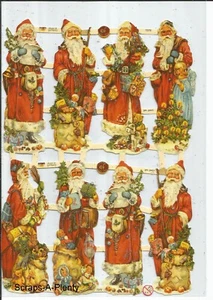 Chatarra troquelada alemana en relieve PLATA BRILLO - Colorido Navidad Santa EF7379G - Imagen 1 de 1
