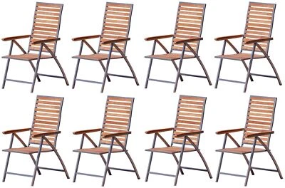 8 Stk ALEOS. Hochlehner Edelstahl A-Grade TEAK Holz klappbar 5-fach verstellbar - Bild 1 von 4