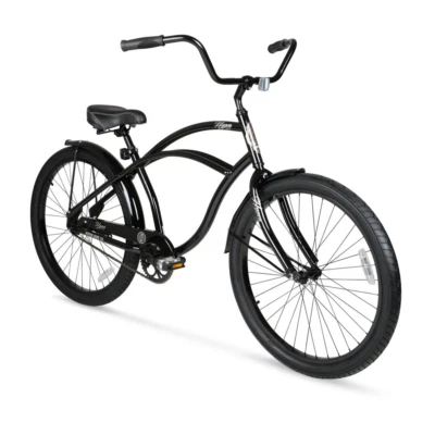 26" HYPER Mens Beach Cruiser Black Bicycle Alloy Wheels Steel Frame Comfort Seat - Image 1 of 4