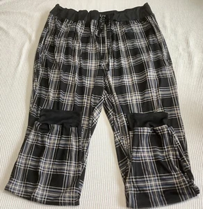 IZOD Sleepwear Mens Black Plaid Pajama Lounge Pants Stretch Size L Drawstring - Picture 1 of 11