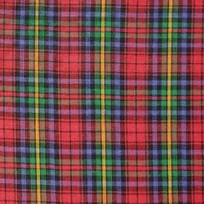 Tartan Cotton Fabric Plaid 41 Red Green Yellow Purple Black 1 1/3 YARDS - Image 1 of 3