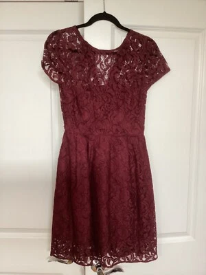 NEW J.Crew cap sleeve cocktail dress lace burgundy maroon  sz 2 knee, pockets - Image 1 of 4