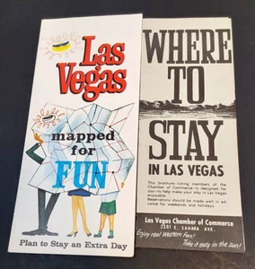 Las Vegas Mapped For Fun And Where To Stay Vintage 1970 Brochures Both One Money - Picture 1 of 3