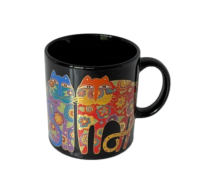 Taza Felinos Florecientes Laurel Burch Taza Gato Boho Fantasiful Flower Gats 1993 De Colección Foto 1 de 4