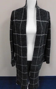 Cyrus Black with Gray Plaid Open Long Cardigan Sweater/Coat Size Medium - Picture 1 of 4