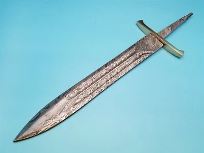 Hoja de cuchillo fija en blanco acero Damasco doble filo daga 15,5" x 11" fabricante hágalo usted mismo Foto 1 de 4