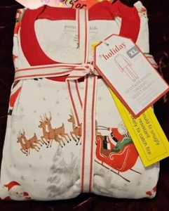 Pottery Barn Adult Santa Organic Pajama Set Size XL - Picture 1 of 4