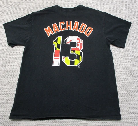 Vintage Majestic Baltimore Orioles Shirt Large Manny Machado 2-Sided Retro Cover
