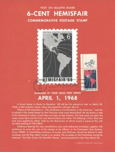 #1340 6c Hemisfair Briefmarke Poster - inoffizielle Souvenirseite flach HC mit Reißverschluss - Bild 1 von 1