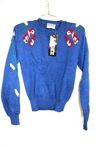 Vintage sweater by Marijke Benedict for STIJFSELKISSIE Pink Purple Embellished 1 - Picture 1 of 5